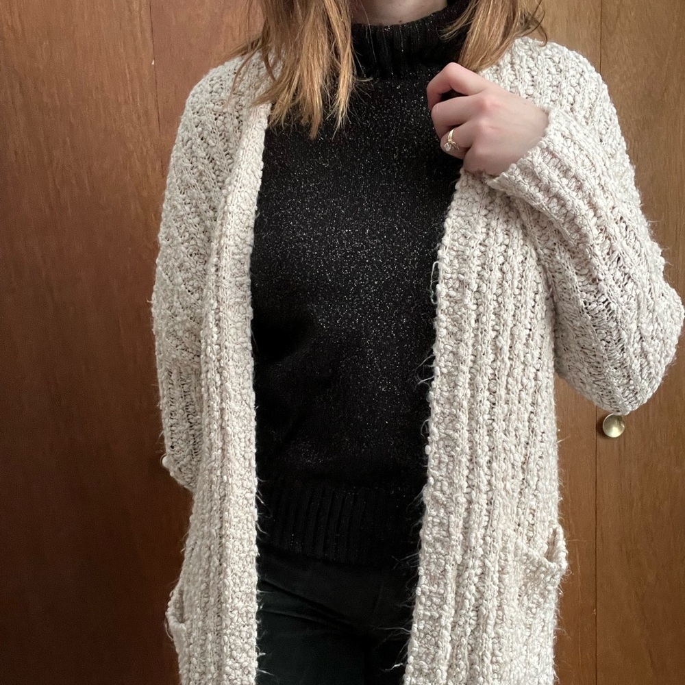 Carly Jean Los Angeles Long Cream Cardigan